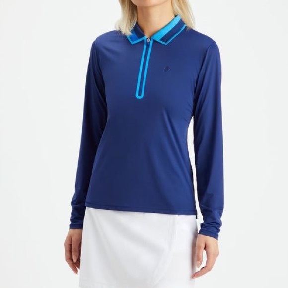 G/FORE | Tops | New Gfore Featherweight Long Sleeve Zip Polo Navy Blue ...